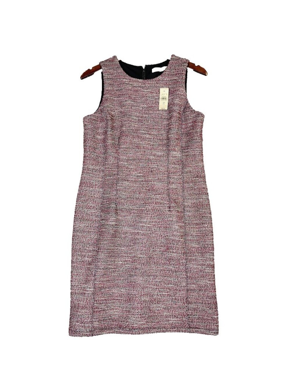 Loft Shift Dress Women's 10P Black Red Tweed Sleeveless Business Casual NWT